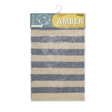 Коврик Fixsen для ванной 50х80 см AMBER цвет синий, бежевый