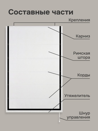 Римская штора Нимфа с кантом, цвет белый