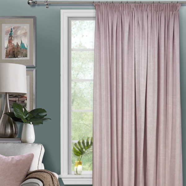 Штора на тесьме 250х300 Pudra с подхватом цвет нежно-розовый