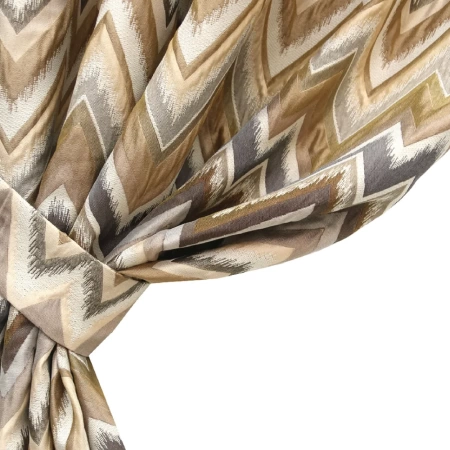 Портьерная ткань на отрез ширина 300 см Жаккард цвет бежево-коричневый