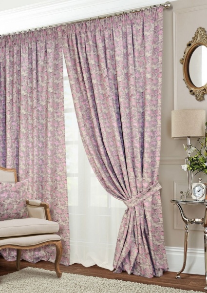 Комплект штор на тесьме "Фог Fog" 2 шт 200х270, тюль 450х270 розовый