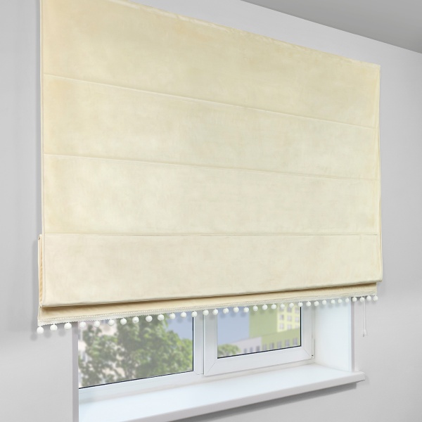 Римская штора с помпонами, Марсель цвет ванильный