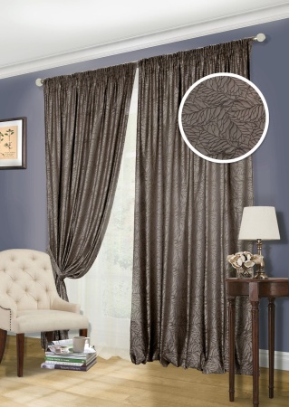 Комплект штор для спальни Ariel-S 2 шторы 200х270, тюль 450х270 коричневый