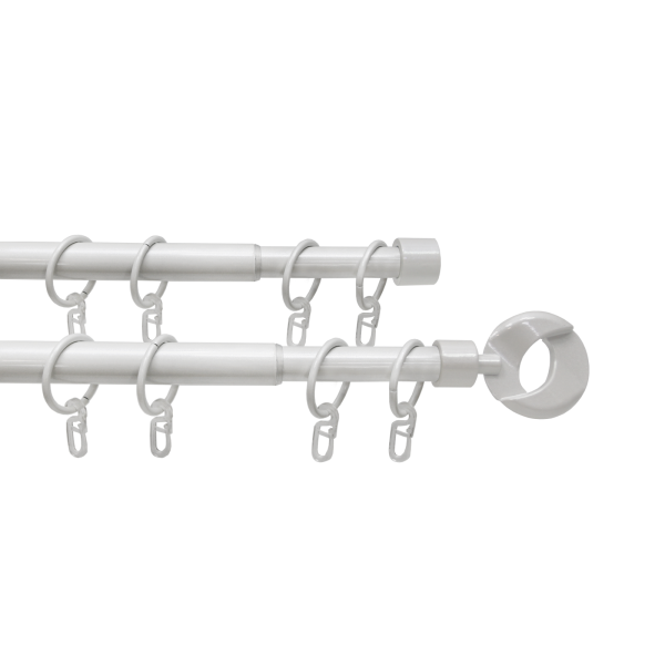Карниз телескопический двухрядный, металл, Наконечник Кольцо, Жемчуг, 160-320см