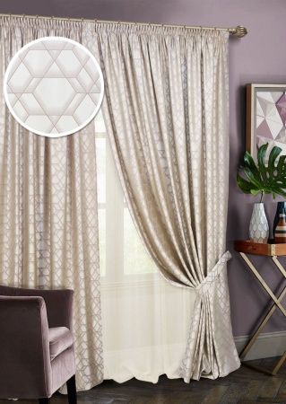 Комплект штор на тесьме "Almaz" 2 шторы 200х270, тюль 450х270 беж