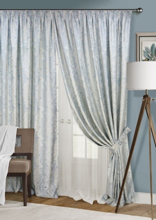 Комплект штор на тесьме "Salerno" 2 шторы 200х270, тюль 450х270 синий