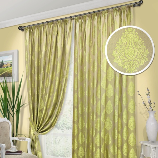 Комплект штор "Стефаньелле Stefanielle-S" 2 шторы 220х270, тюль 450х270 зеленый