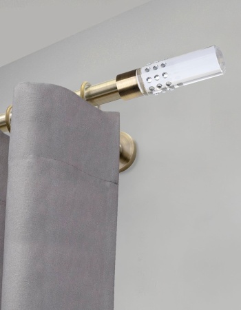 Карниз комплектный 1 ряд, металл, 19мм, латунь, Цилиндр "Стеклянный", 200см