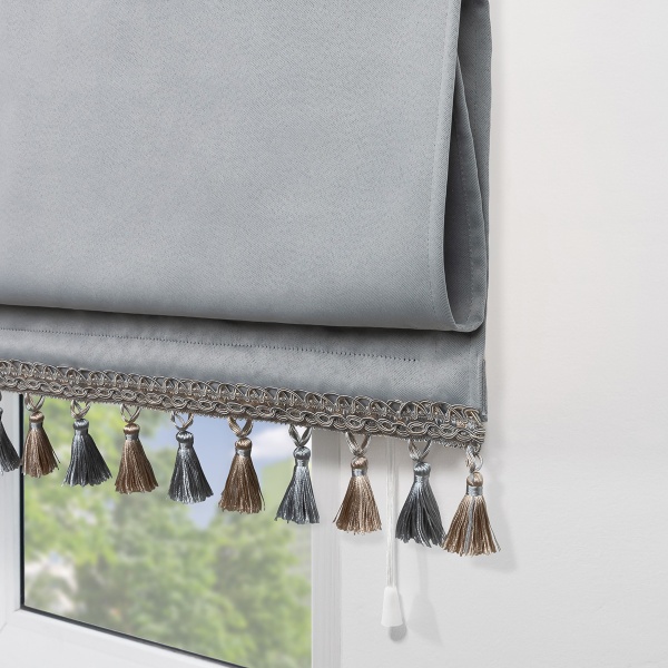 Римская штора с бахромой, Фортуна Blackout на ВМ, цвет светло-серый