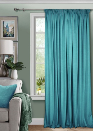 Штора на тесьме 200х270 Pudra с подхватом цвет ярко голубой