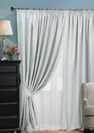 Комплект штор на тесьме "Domino" 2 шторы 200х270, тюль 450х270 серый