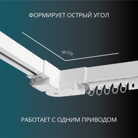 Умный электрокарниз Roximo WiFi белый с регулируемым углом, готовый комплект