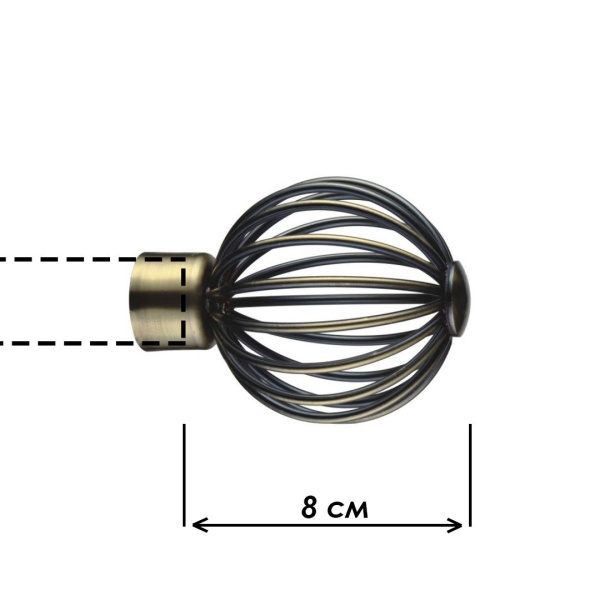 Наконечник "Шар кованый", Золото антик , Ø25мм