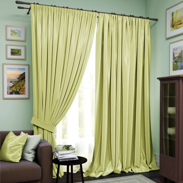 Комплект штор "Avery" 2 шторы 220х270, тюль 450х270 светло-зеленый