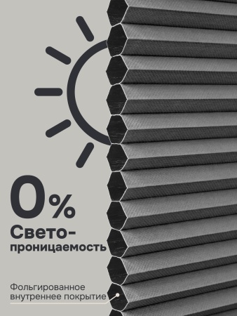 Плиссе соты, блэкаут, серый, 60x160 см