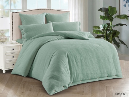 Постельное белье Евро Cleo Organic Cotton цвет нежно-бирюзовый