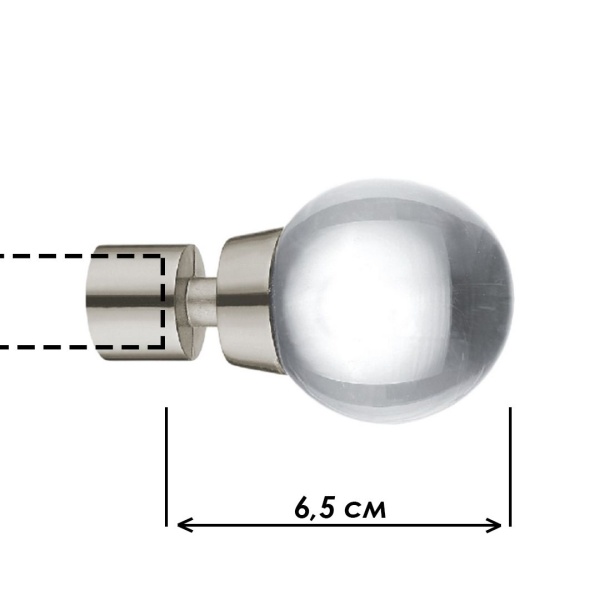 Наконечник "Шар классический", Матовый никель , Ø16мм