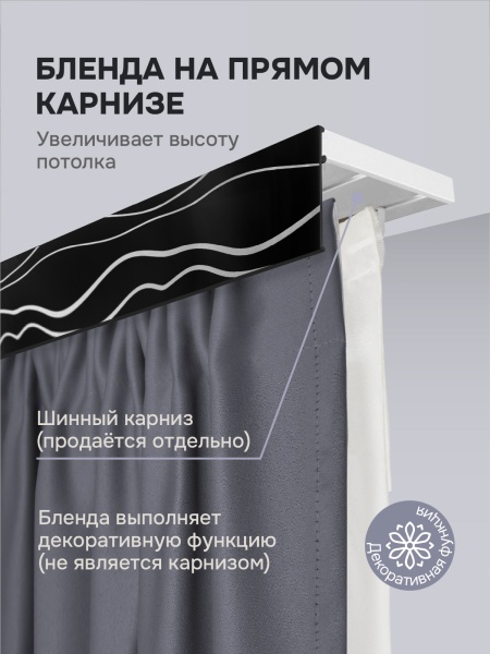 Багет для карниза 7 см, волны black