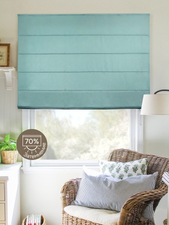 Римская штора Шанталь блеск на веревочном механизме бирюзовый