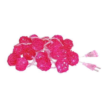 Электрогирлянда светодиодная Vegas Нить Шары ротанговые розовый 2.5 м