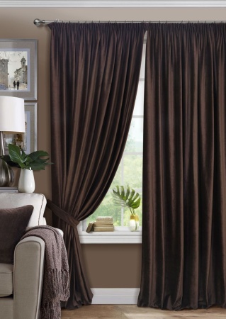 Комплект штор на тесьме "Pudra" 200х270 коричневый темный