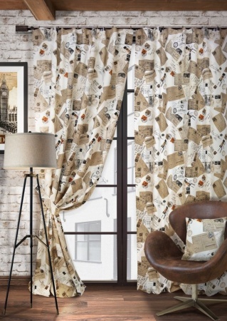 Комплект штор 136х270 см Postcard 2 шторы 2 подхвата