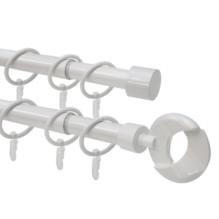 Карниз телескопический двухрядный, металл, Наконечник Кольцо, Жемчуг, 160-320см