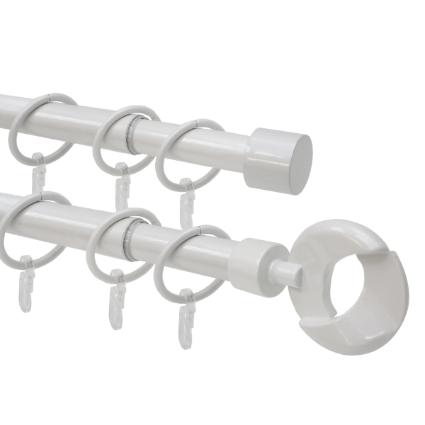 Карниз телескопический двухрядный, металл, Наконечник Кольцо, Жемчуг, 160-320см