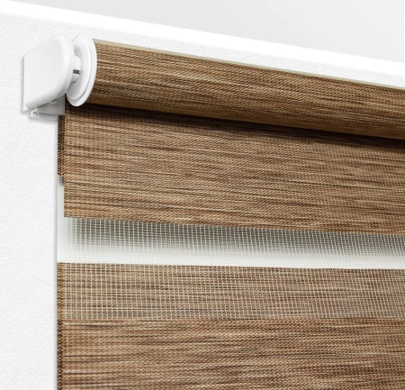 Рулонные шторы день ночь Канзас цвет коричневый