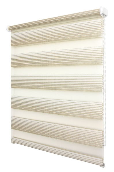 Рулонные шторы день ночь УЮТ Люрекс цвет кремовый