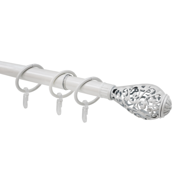Карниз телескопический однорядный, металл, Кружево, Жемчуг, 160-320см Карниз телескопический однорядный, металл, Кружево, Жемчуг, 160-320см