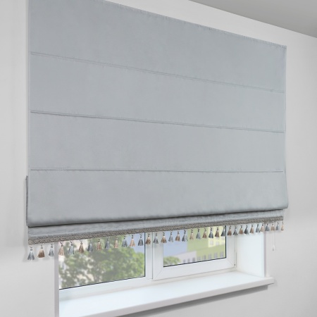 Римская штора с бахромой, Фортуна Blackout на ВМ, цвет светло-серый