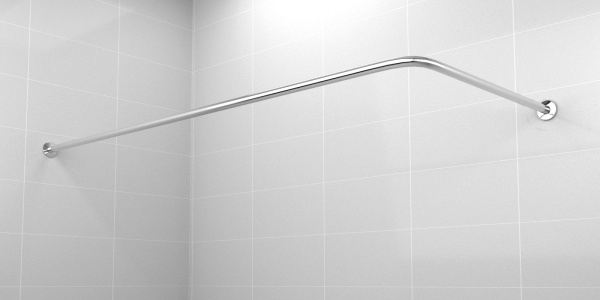 Карниз для душа, поддона GoodHome 120x70см (Штанга) Г-образный, угловой, Усиленный труба 25мм, из нержавеющей стали