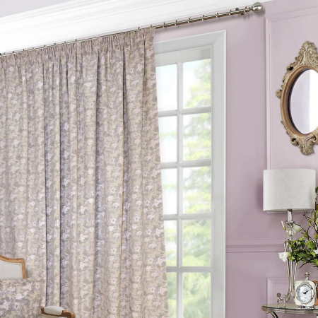 Портьерная ткань на отрез ширина 280 см Жаккард Fog цвет бежево-розовый