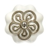 Ручки керамические для мебели Цветок антиквариат цвет белый рисунок серебряный (6 шт)