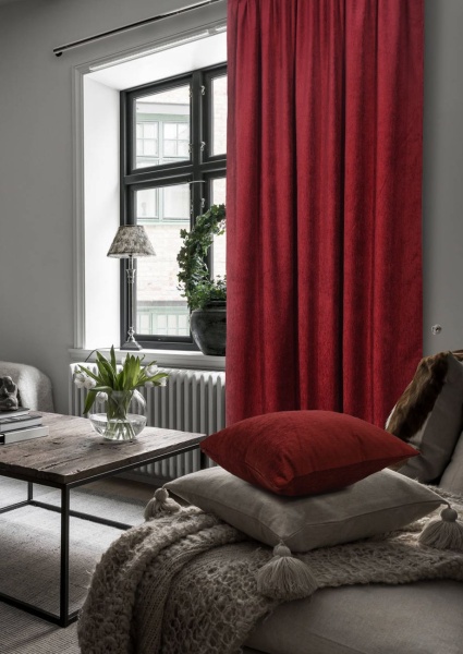 Портьера на тесьме"Chenille" 160х270 красный