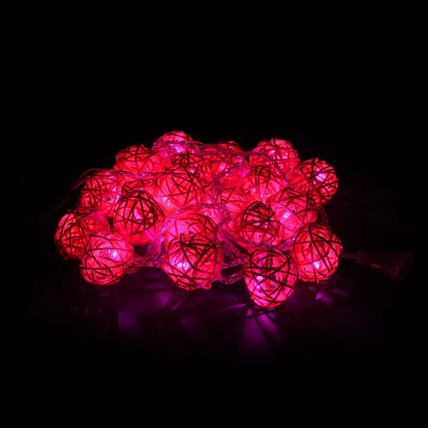 Электрогирлянда светодиодная Vegas Нить Шары ротанговые розовый 2.5 м