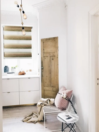 Рулонные шторы день ночь УЮТ Ливерпуль цвет бежево-зеленый