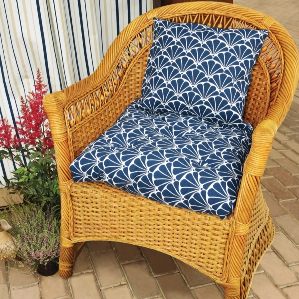 Подушка на стул с завязками 40x40 см Блю Гарден Blue Garden с принтом