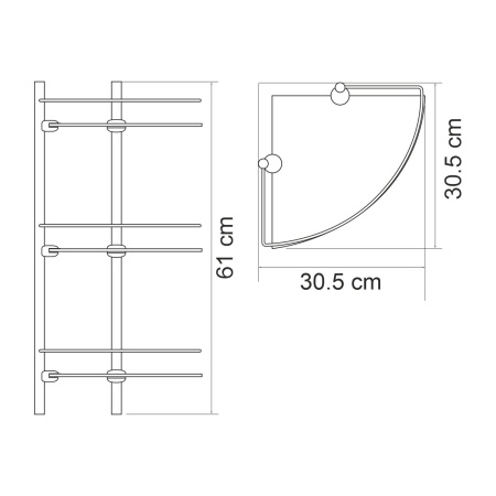Полка стеклянная угловая тройная K-3133WHITE