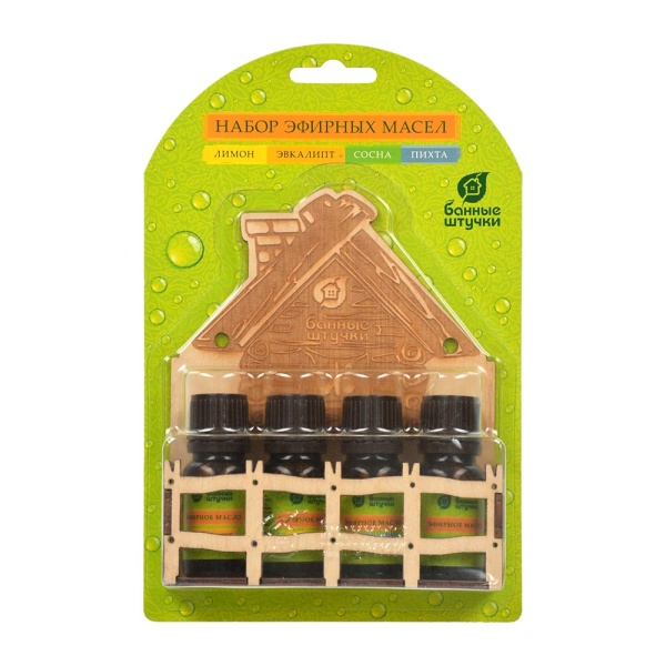 Набор эф. масел "Банька" (эвкалипт+сосна+лимон+пихта) 4 масла по 10 мл "Банные штучки"