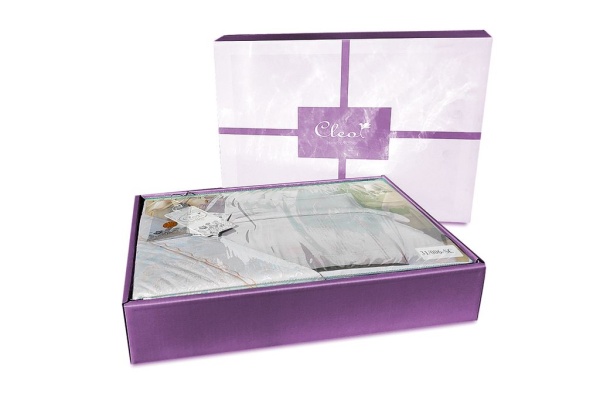 Постельное белье Евро Cleo Satin de Luxe с принтом цвет нежно-белый 230*250