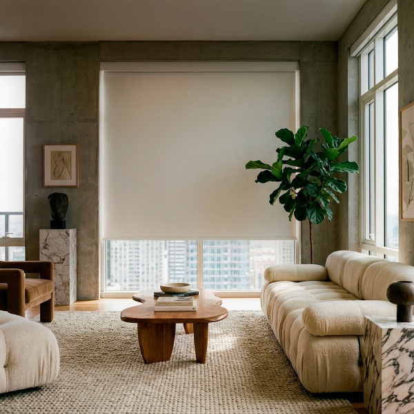 Автоматическая рулонная штора блэкаут, белый, 180x200