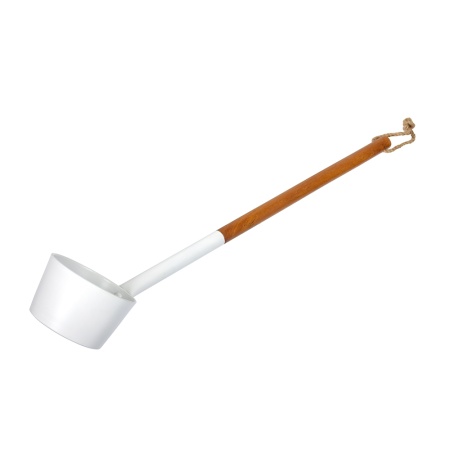 Ковш из алюминия 0,2 л, длина 47 см, белый "Банные штучки"