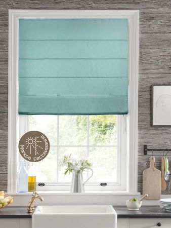 Римская штора Шанталь блеск на веревочном механизме бирюзовый