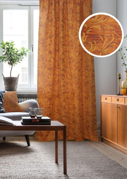 Штора на тесьме 136х270 см Arlanda с подхватом цвет оранжевый