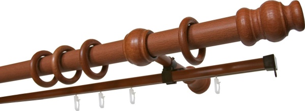 Карниз двухрядный с U-шиной (дерево) D28, Стандарт, цвет Вишня Карниз двухрядный с U-шиной (дерево) D28, Стандарт, цвет Вишня