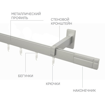 Карниз для штор однорядный Хай Тек Кросс сатин