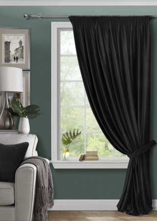 Штора на тесьме 250х300 Pudra с подхватом цвет черный