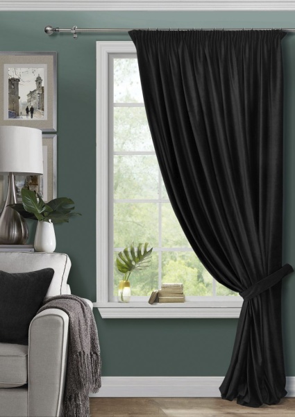 Штора на тесьме 250х300 Pudra с подхватом цвет черный